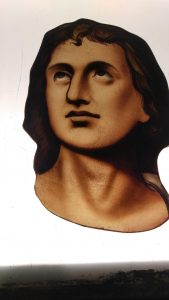 Detail of face under restoration, Cathedral of the Holy Cross, Boston, Ma.